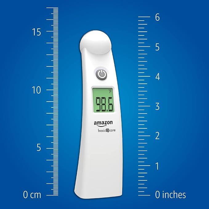 Amazon Basic Care Temple Touch Digital Thermometer, Instant Read, Easy to Use, Fast Accurate, White