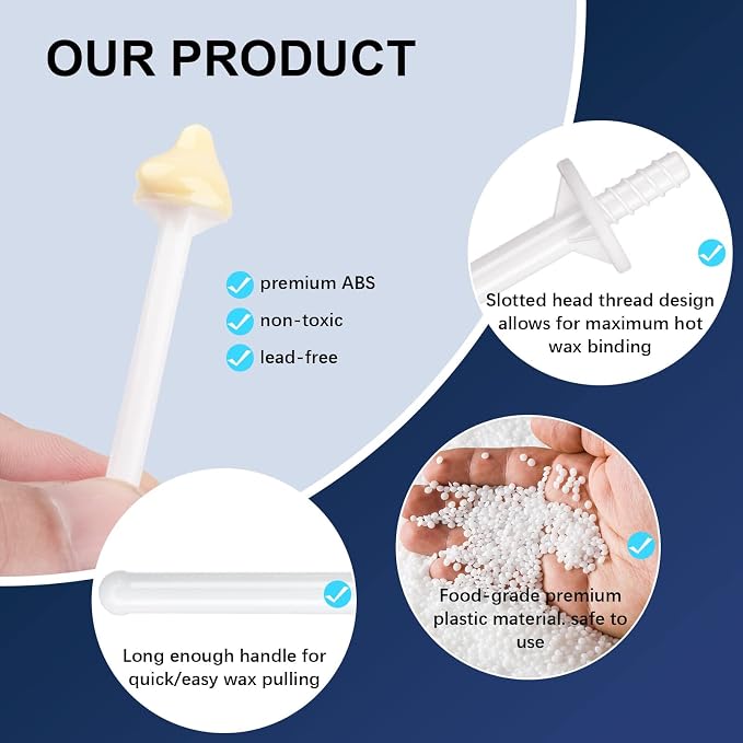 Nose Wax Sticks Applicators, 200 Pcs Plastic Wax Rod Wand for Nostril Cleaning and Nose Hair Removal