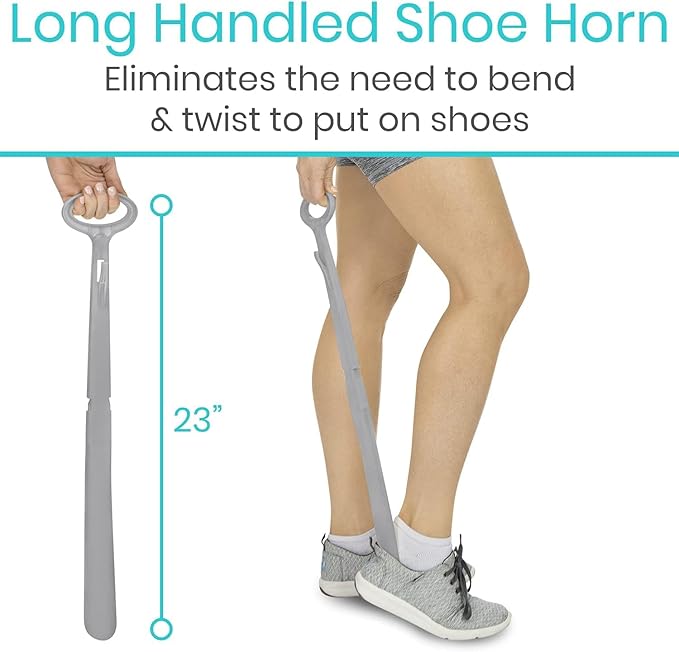 Vive Sock Aid Device for Seniors and Shoe Horn Kit - Sock Puller Aid Easy On and Off - Shoe Horn Long Handle - Adjustable