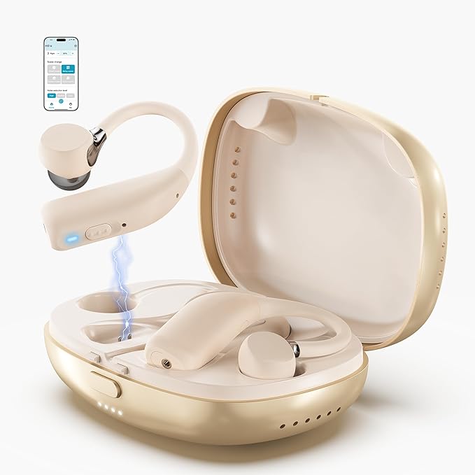 FLYSOUND Nature Pro OTC Hearing Aids with Bluetooth & Auracast for Seniors & Adults | 80% Improved Speech Recognition & Tinnitus Masking via App | Up to 60dB Gain & AI Noise Reduction | Fashion Nude