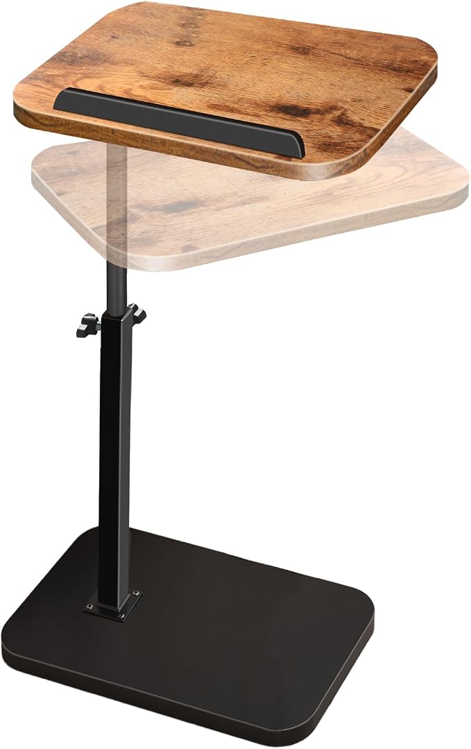 Small End Table Adjustable Height Side Table for Small Spaces | 90° Flip-Over Panel Side Table 360° Swivel TV Tray Couch Tables that Slide Under, Food Snack Trays for Sofa Bed Living Room