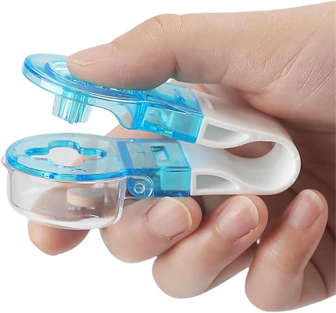 Blue Portable Pill Taker, Tablets Pills Blister Pack Opener Assistance Tool, Pill Splitter Cutter for Small Pills, Travel Pill Taker, Pill Dispenser, Storage Box Medication Dispenser, Medication Aids