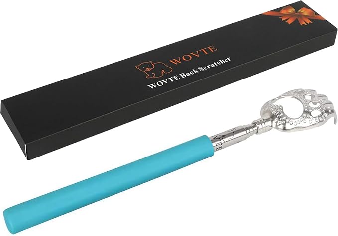 WOVTE Bear Claw Telescopic Back Scratcher Blue, Christmas Gifts Stocking Stuffers for Men Women Adults Mom Dad Husband Wife