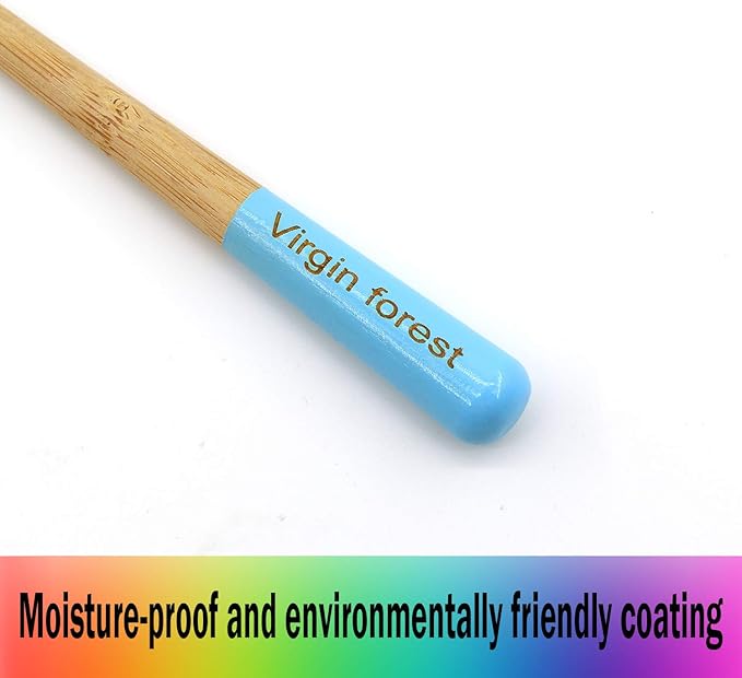 Virgin Forest Bamboo Toothbrush, Natural Eco Friendly Biodegradable Wood Toothbrushes, Vegan Organic Charcoal Tooth Brush, Pack of 6