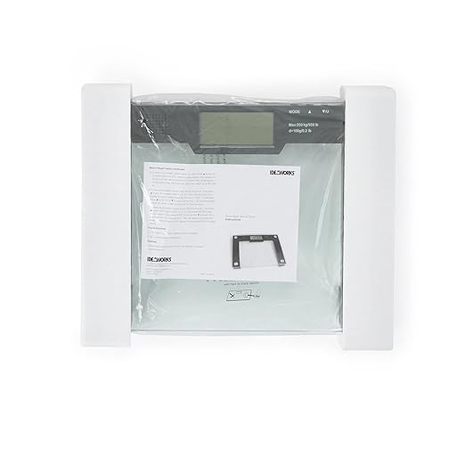 Ideaworks JB5824 Extra Wide Talking Scale-Visual & Voice Display Scale- 550 Pounds Max-Tamper Glass-Extra Wide Width-Large LCD Display-Tap On & Off Auto Function | Floor Scale,Black / Glass