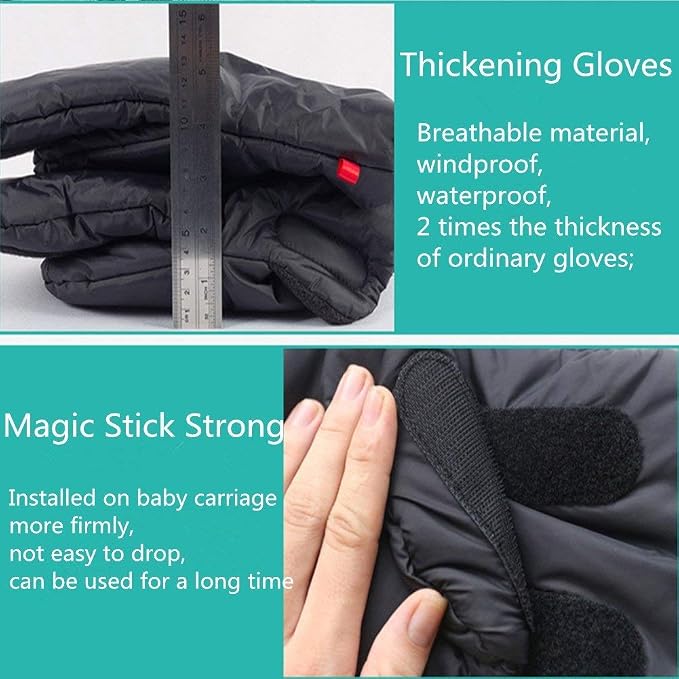 Winter Stroller Gloves, Universal Stroller Mitten, Waterpoof, Windproof, Stroller Hand Muff, Warmmuffs, Accessories, Extra Thick, Anti-Freeze