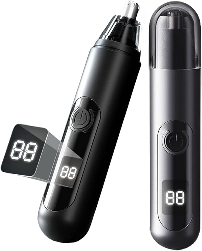Professional Nose Hair Trimmer, LED Display, USB Rechargeable, Waterproof Double-Edge Blade for Men, Women, IPX7 Rated, 2026 Model (Round Bottom)