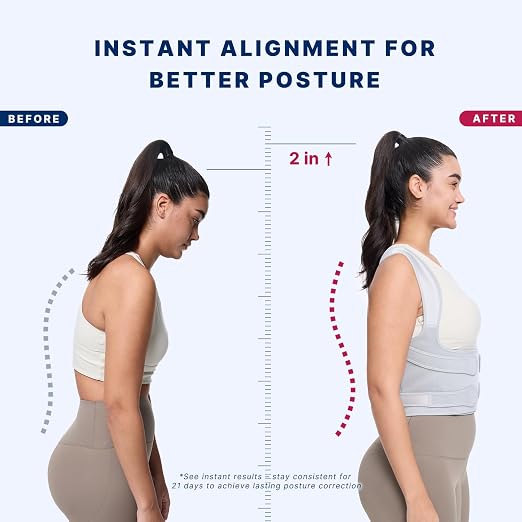 Fit Geno Back Brace Posture Corrector for Women and Men, Shoulder Straightener, Adjustable Full Back Support, Upper and Lower Back Pain Relief - Scoliosis, Hunchback, Thoracic, Spine Corrector (L)