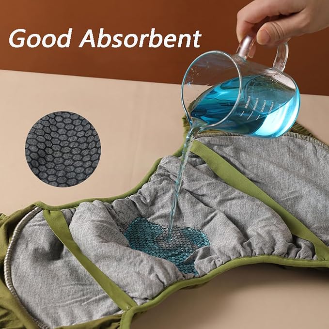 Reusable Adult Diapers Incontinence Adults Leak Proof Cotton Cloth Underwear Washable Elderly Incontinence Cotton Nappies with Button Pull on Cover Pants for Seniors Disability Postpartum