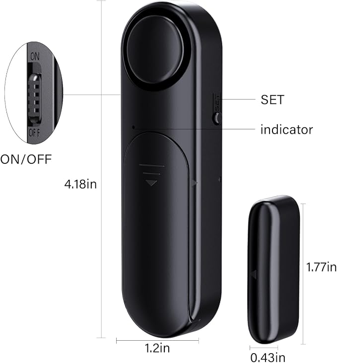 Window and Door Alarm When Opened for Kids Safety/Home Security, 2 Pack Sliding Door Sensor Alarms with Remote for Dementia,Burglar Alert for Business/Garage/Apartment Entry,Back/Front/Pool, Black