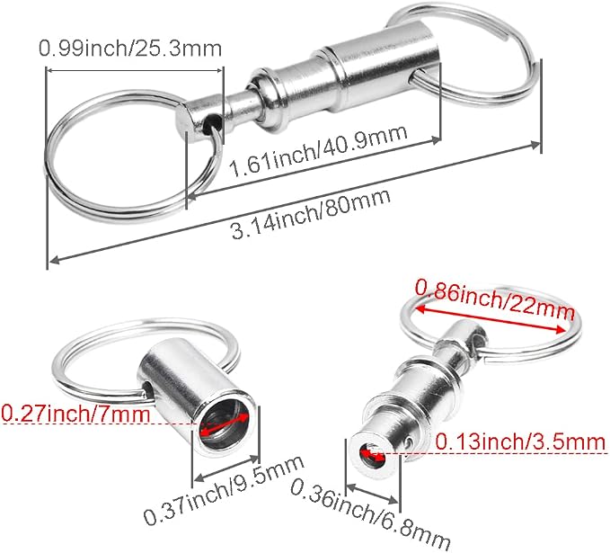 CooBigo 3 Pack Quick Release Detachable Keychain Dual Pull Apart Key Chain Spring Split Snap Separate Double Key Ring Lock Valet Keys Flashlights DIY Crafts Accessories