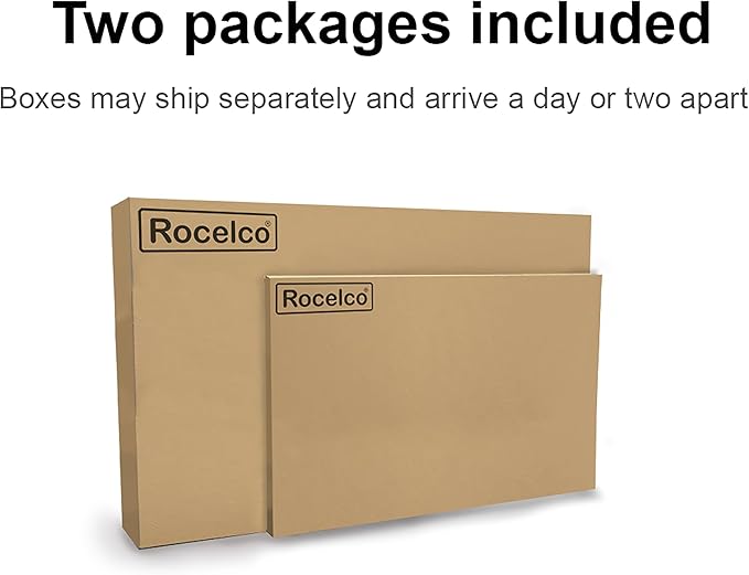 Rocelco 45" Height Adjustable Standing Desk Converter with Anti Fatigue Floor Mat and Slide Out Retractable Keyboard Tray - Sit Stand Up Triple Screen Tabletop Riser - Black (R ADRB-45-MAFM)