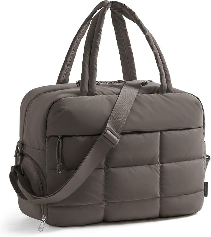 BAGSMART Gym Bag for Women, Carry on Travel Duffel Bag, Water-resistant Weekender with Shoe Compartment for Gym Travel Work, Dim Gray, Medium