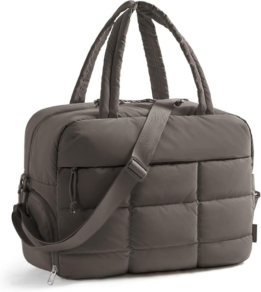 BAGSMART Gym Bag for Women, Carry on Travel Duffel Bag, Water-resistant Weekender with Shoe Compartment for Gym Travel Work, Dim Gray, Medium
