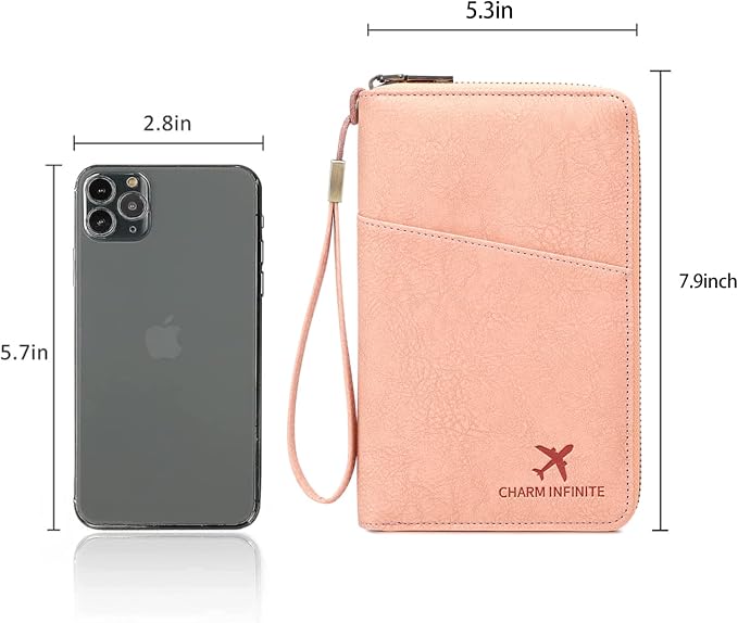 Family Passport Holder for Travel Women and Men RFID Blocking Passport Holder with Zipper Multi-functional Passport Wallet Passport Case Passport cover Travel Essentials