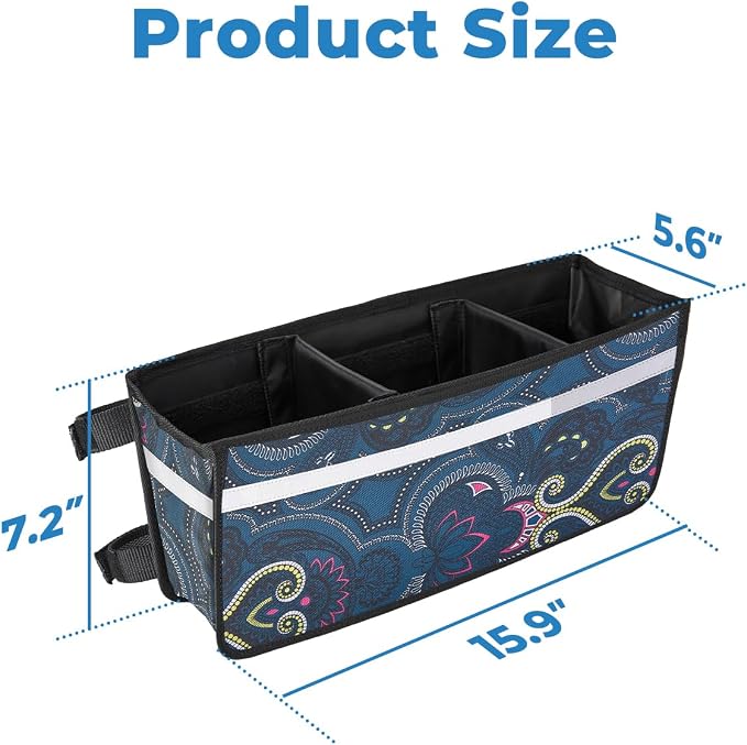 JOYTUTUS Walker Basket for Seniors, Basket for Walkers with Cup Holder, with Two Split Board, Foldable Walker Storage Bag, for Family and Friends, Navy (Not Fit Rollator Walkers)