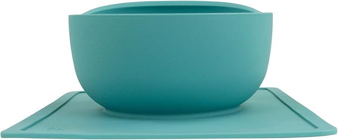 Modaliv 34oz Adult Scooper Bowl with Suction Base – Adaptive Silicone Placemat for Stroke Recovery, Elderly, or Disabled – Microwave & Dishwasher Safe – Non-Slip Feeding Aid (Turquoise)