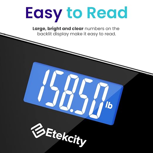 Etekcity Bathroom Scale for Body Weight, Highly Accurate Digital Electronic Weighing Machine for People, LCD Display, Large Size, 6mm Tempered Glass for Safe Home Use, Batteries Included, 400 lbs | Large 6mm Tempered Glass Platform, Clear LCD Display, ...