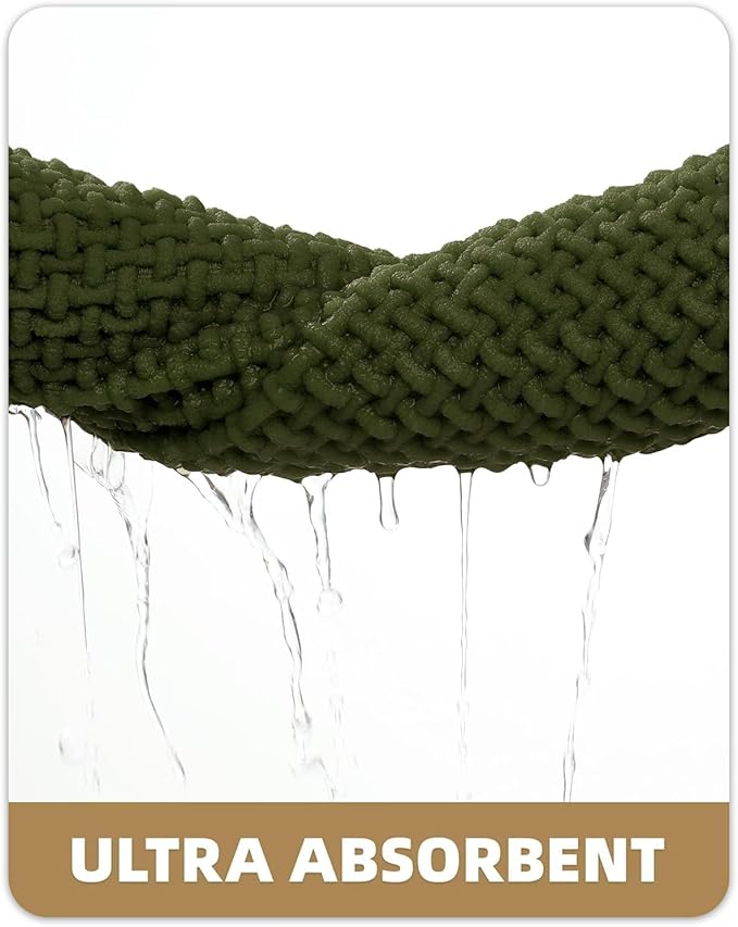 Color&Geometry Chenille Pile Large Bathroom Rugs Upgraded Denser, 24"x59" Non Slip Absorbent Green Bath Mats for Bathroom Thin Fit Under Door, Washable Quick Dry