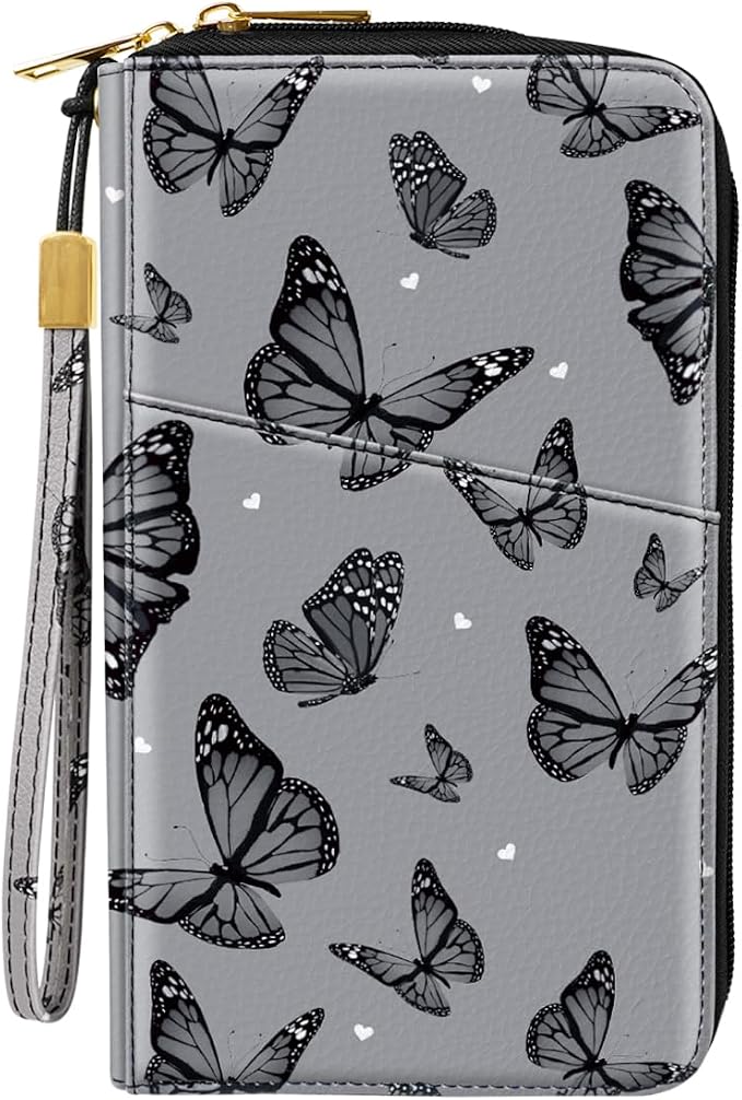 Family Passport Holder Wallet RFID Blocking Document Organizer | PU Leather Mulit-purpose Travel Wallet Credit Cards Case for Women Men, Butterfly