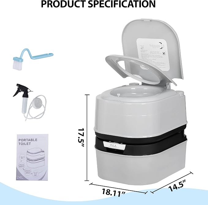HSM 6.4 Gallon Waste Tank Portable Toilet for Camping RV Boating Fishing Indoor Outdoor Toilet Compact Double-outlet Anti-leak Seal Ring Commode with Travel Bag Sprinkling Bottle | for RV Boating Fishing Indoor Outdoor Toilet Compact Double-outlet Anti...
