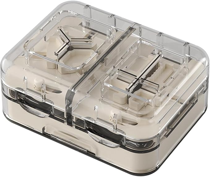 Pill Cutter Splitter 1/3, 1/4 with Centering Device for Small and Large Oblong Oval Tablets with Pill Storage, for Quarter, Third and Half