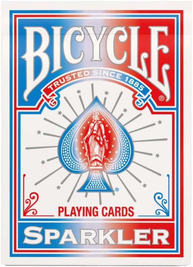 Bicycle Sparkler Playing Cards American Flag Fireworks Patriotic Deck | Red white and blue firework design, Patriotic USA 250th anniversary tribute, Air Cushion Finish, Made in USA