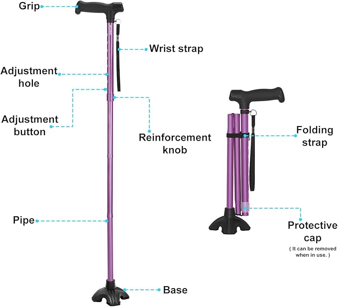 Tall Men's Walking Cane 42.52 Inches. Extra Tall Walking Cane Easy to Travel is Suit for Tall Men Over 5 Feet 9 Inches (Purple)