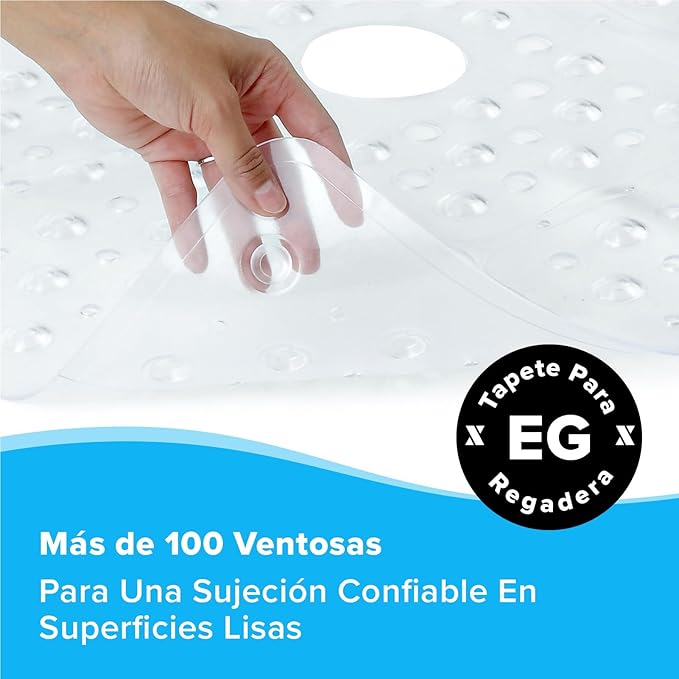 SlipX Solutions Case Pack - Square Shower Mat, Extra Large 27"x27", Non-Slip Stall Mat for Elderly & Kids Standing Bath Tub Mat, Machine Washable, Suction Cups, Clear, Case of 4