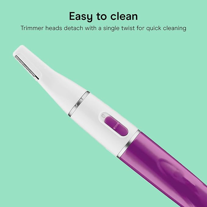 Conair Precision Eyebrow and Facial Trimmer for Women | Pain-free Precision Groomer with Attachments for Eyebrows, Face, Nose, and Ears, White/Purple, LLT2LLW