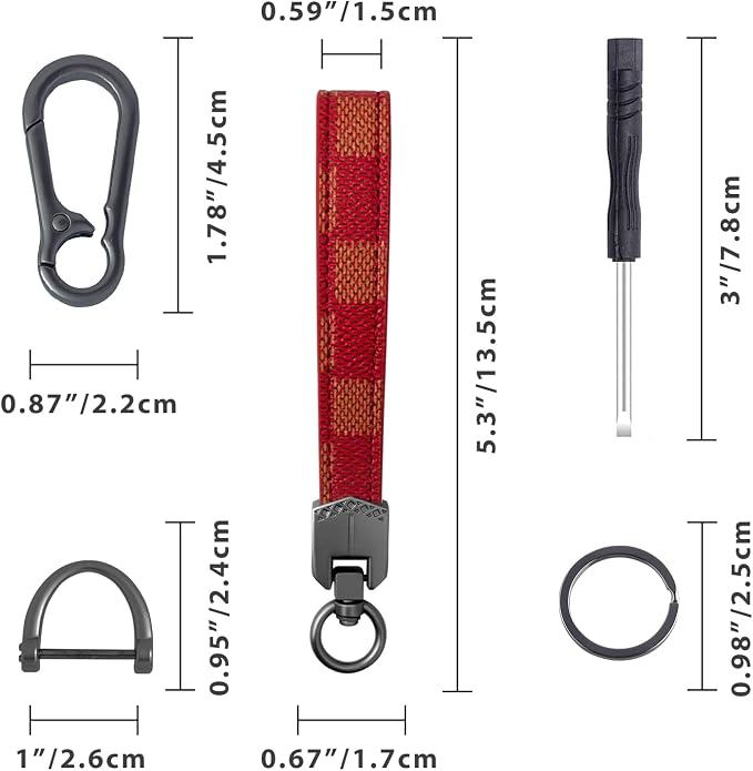 OHKYOOT Leather Car Keychain for Home Car Keys | Carabiner Clip Key Fob Keychain for Women Men,Car Key Holder with 3 Key Ring and Anti-Lost D Ring