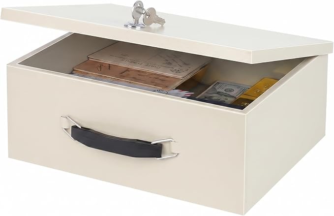 xydled Fire Resistant Safe Fire Safe Box with Key Lock for Home Office Security Storage for Valuables Documents,13.2"x 11"x 5.1" Inch,White