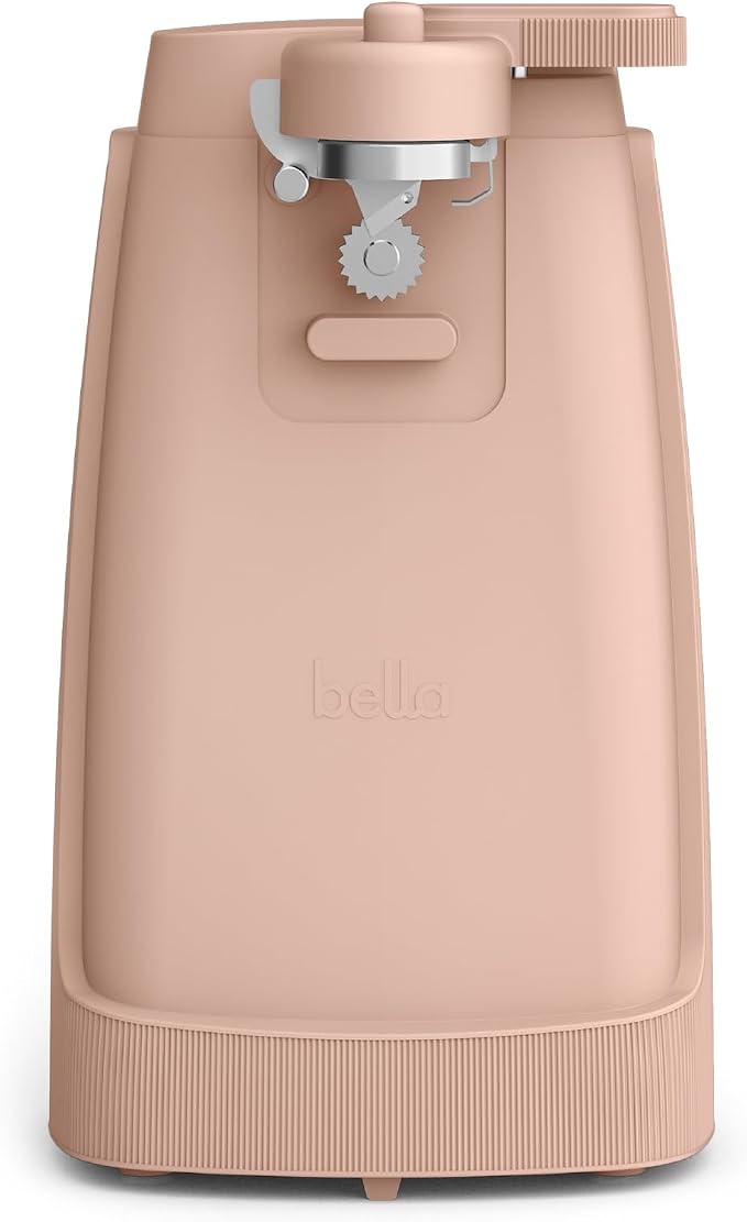 bella Electric Can Opener and Knife Sharpener, Removable Cutting Lever, Cord Storage, Stainless Steel Blade, Blossom
