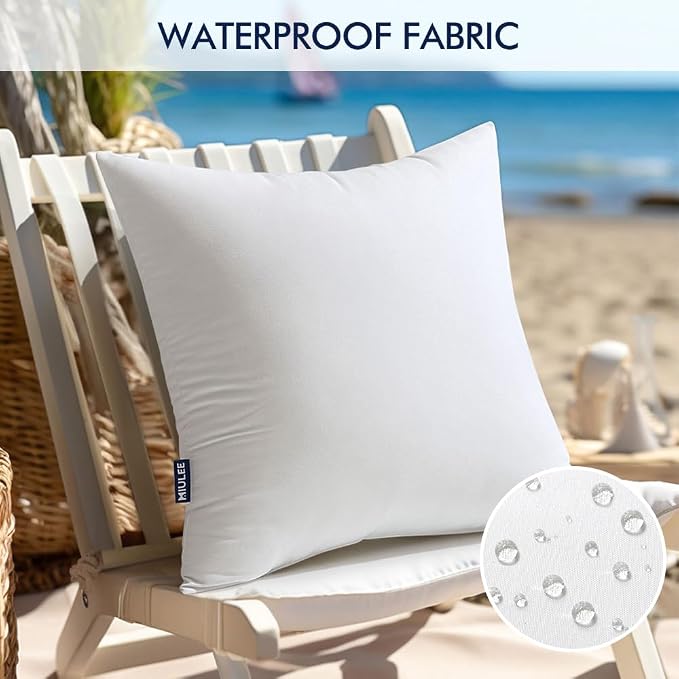 MIULEE 16x16 Inch Outdoor Pillow Insert Waterproof Decorative Throw Pillow | Square Garden Pillow Form for Patio Sofa Couch