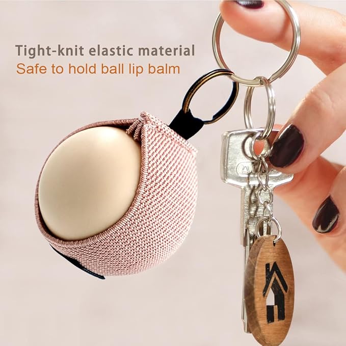 WK IEASON Lip Balm Holder Sleeve with Keychain Lipstick Sleeve Holder Tight-knit Elastic Holder for Ball Lip Balm Lipstick Holder Keychain (Blackx3)