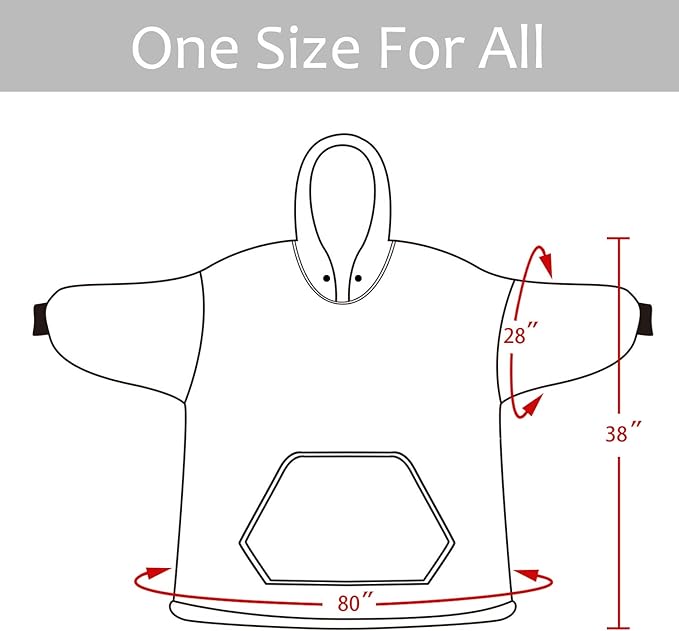 Catalonia Oversized Blanket Hoodie Sweatshirt, Wearable Sherpa Lounging Pullover for Adults Women Men