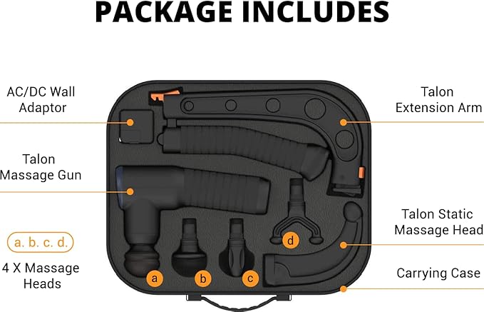 Brazyn - Talon Percussion Massage Gun + Massage Cane + Gun Holder System - Deep Tissue Muscle Massager with Arm Attachment for Whole Body Pain Relief, Upper and Lower Back, Neck & Shoulder Relaxer