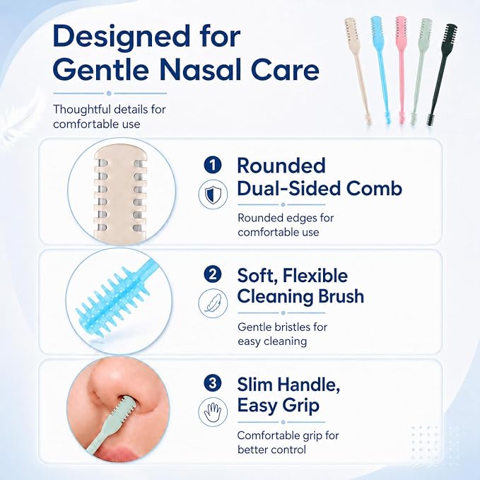 5PCS 2-in-1 Nose Hair Trimmer for Men & Women, Portable Double-Sided Manual Nasal Hair Cutter with 360° Rotating Stainless Steel Blades, Safe Nose Hair Remover for Home & Travel