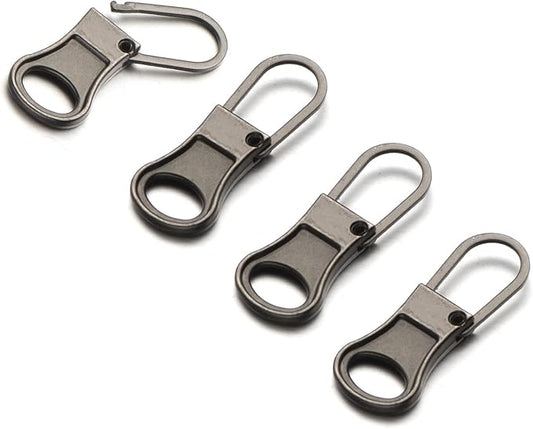 Mizeer Small Zipper Pulls for Clothing, Perfect for Small Hole Zippers, Detachable Zipper Pull Tab Replacement for Clothing Jackets Boots Purse 4PCS Gunblack