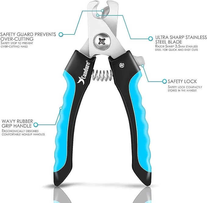 Candure Dog Nail Clippers and Trimmer with Safety Guard to Avoid Over-Cutting Toe Nails, Professional Grooming Pet Nail Clipper with Nail File for Small, Medium & Large Breeds | Pet Dog and Cat Nail Clipper