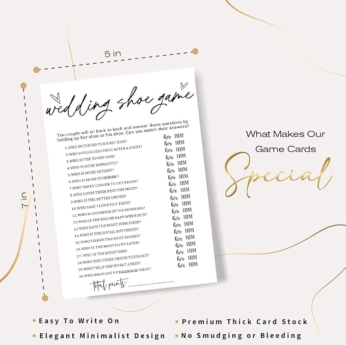Bridal Shower Games 25 Guests, Engagement Party Wedding Games for Guests, Minimalist White Wedding Party Supplies - A04-2