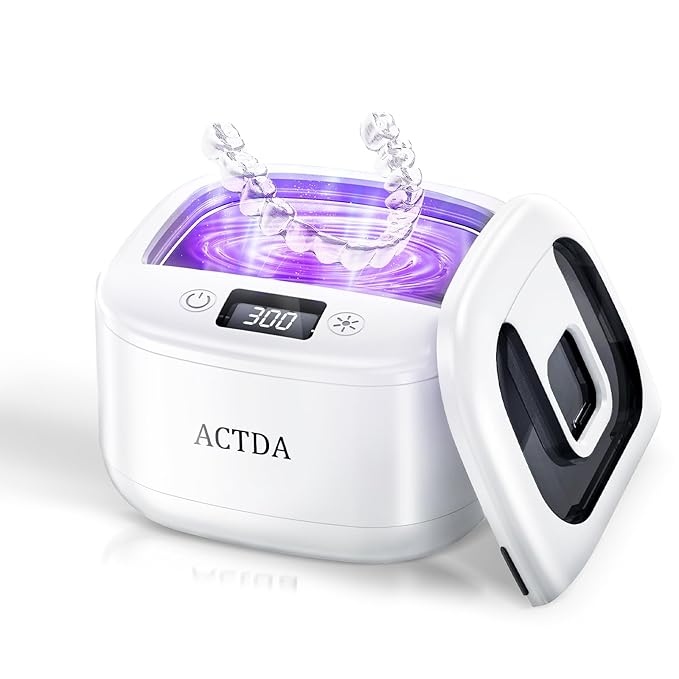 Wireless Ultrasonic Retainer Cleaner,Sonic Dental Cleaning Machine,Dental Cleaning Pod Night Guard Cleaner for Dentures, Retainers,Aligner, Mouth Guards, Jewelry Clean, Type-C Charge, 2600MAh