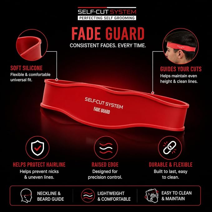 Silicone Haircut Guide for Men – Hands-Free Fade Template for Clippers | DIY Self-Cut Neckline & Taper Shaping Tool