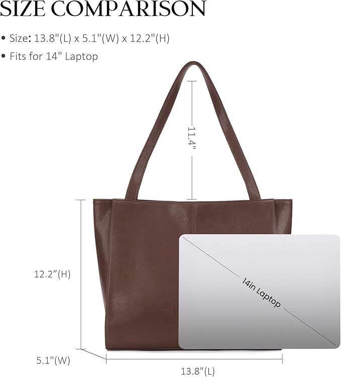 befen Genuine Leather Tote Bag for Women Work, Women's Leather Shoulder Bags Purses Satchel Handbags with Laptop Compartment