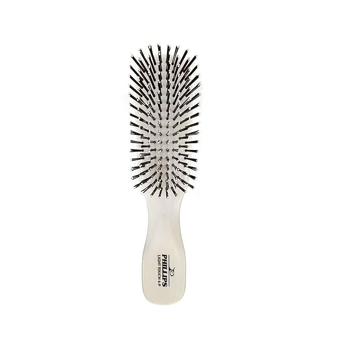 Phillips Brush Light Touch 6P Petite Hair Brush, Classic Ivory White | Petite Nylon Brush Gently Detangles All Hair Types for Easy Daily Styling and Convenient Travel