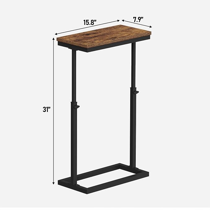TUTOTAK End Table, Side Table, Tall Couch Table, Sofa Table | for living Room, Bedroom, Brown TB01BB083