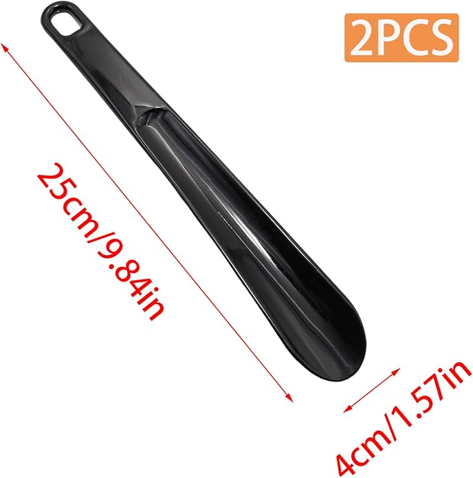 2 Pcs Plastic Shoe Horns 9.8 Inch Portable Long Handle Shoe Spoons