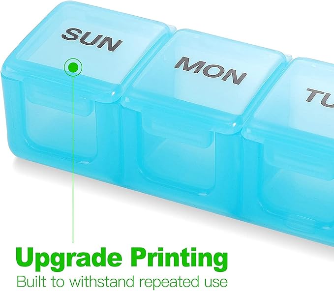 Pill Organizer 2P Blue XL Extra Large Weekly and Daily Pill Cases for Pills/Vitamin/Fish Oil/Supplements - 2P