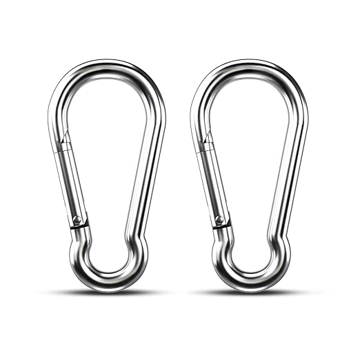 Large Carabiner Clip Hooks, 2pcs 6.2 inch Carabiners Heavy Duty, 304 Stainless Steel Spring Snap Hook Fits Camping Hanging Hiking Weight Lifting, Metal Clips for Rope or Chain