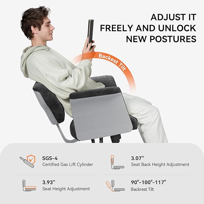 Newtral Freedom-X Criss Cross Chair with Wheels & Amrests- Cross Legged Office Chair with Laptop Tray, Multi-Position Recliner Chair, Adjustable Ergonomic Chair, Relax, Work from Home